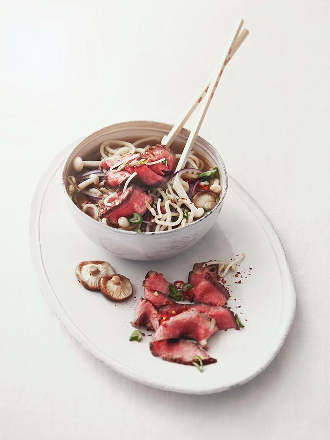 Noodle Soup With Beef Shiitake Mushrooms asia Photograph by Thorsten Kleine Holthaus