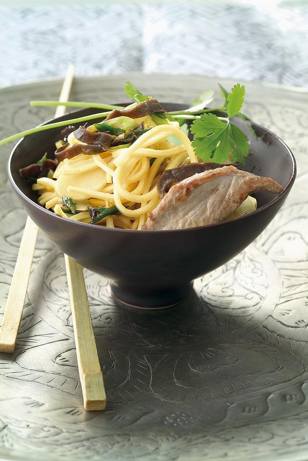 Noodles With Duck And Bamboo Shoots Photograph by Guedes