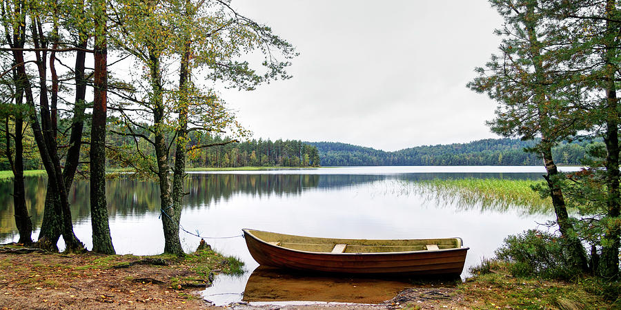 Nordic Skiff Eka Moored By A Quiet Lake Photograph by Johan Klovsjö