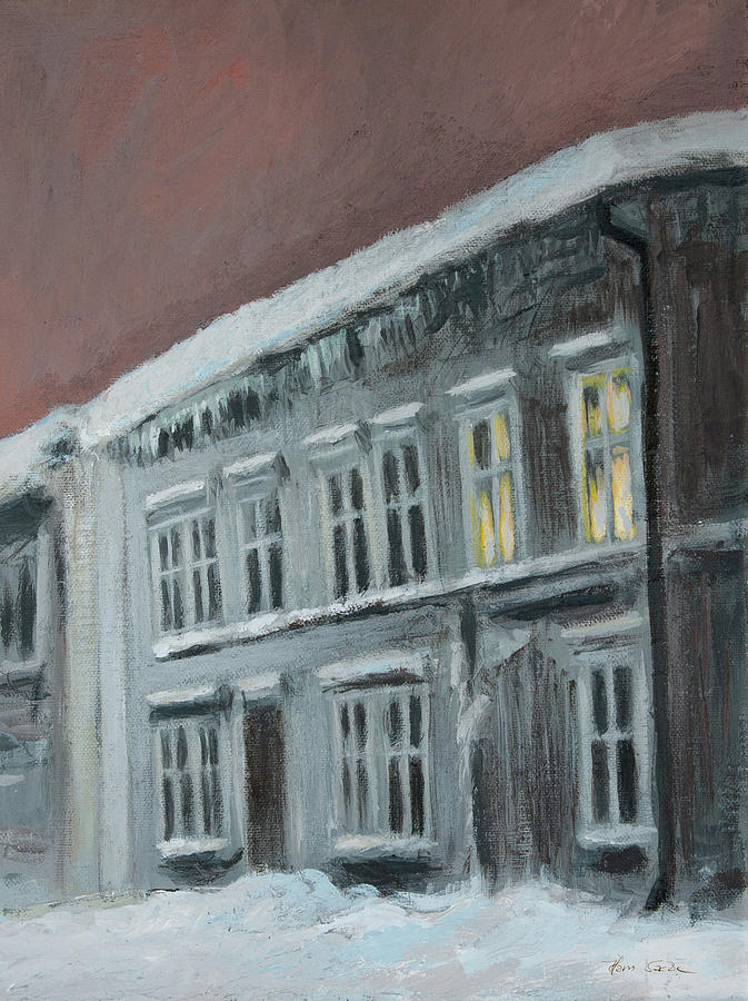 Nordic Town Houses - Nachspiel Painting by Hans Egil Saele