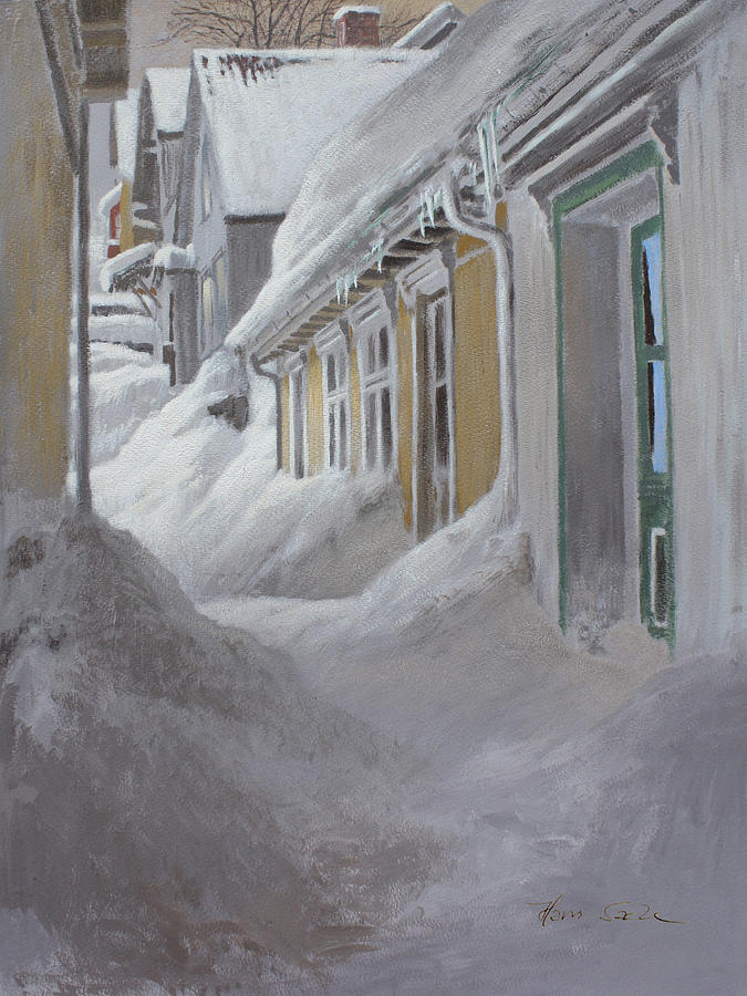 Nordic Town Houses Painting by Hans Egil Saele