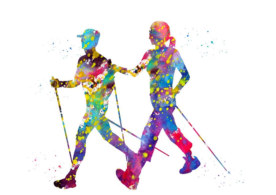 Nordic walking Digital Art by Erzebet S Pixels