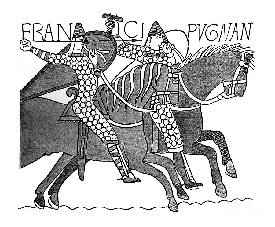 Norman Knights, Bayeux Tapestry Drawing by Print Collector