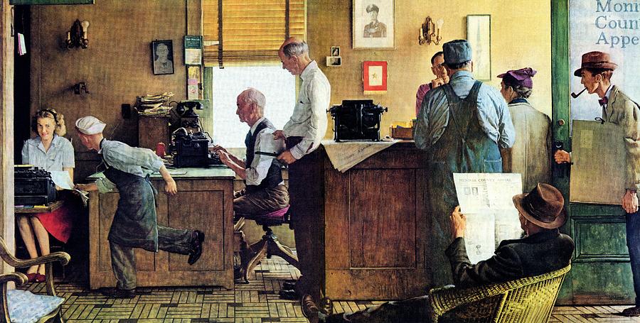 Norman Rockwell Visits A Country Editor Painting by Norman Rockwell