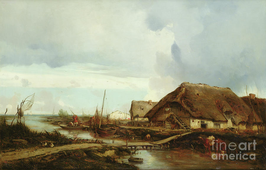 Normandy Shore, 1848 Painting by Camille Flers