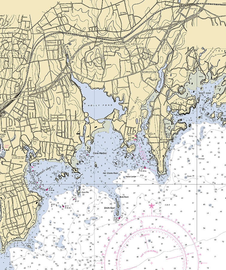 Noroton-connecticut Nautical Chart Mixed Media by Bret Johnstad - Pixels