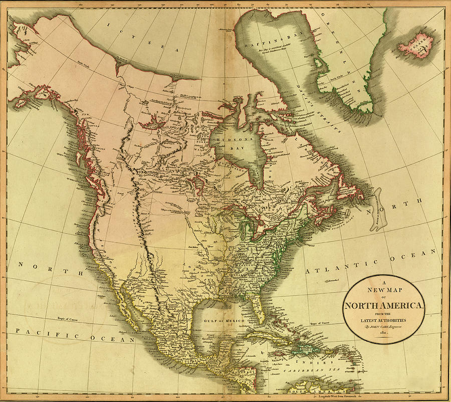 North America -1811 Painting by Cary