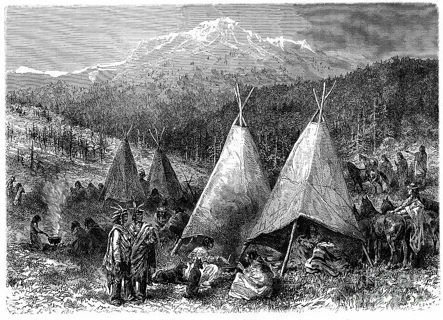 North America Indian Encampment Drawing by Print Collector