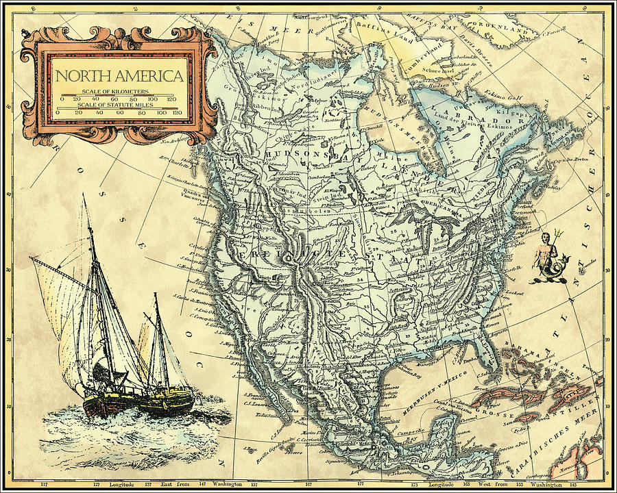 Map Painting - North America Map by Vision Studio