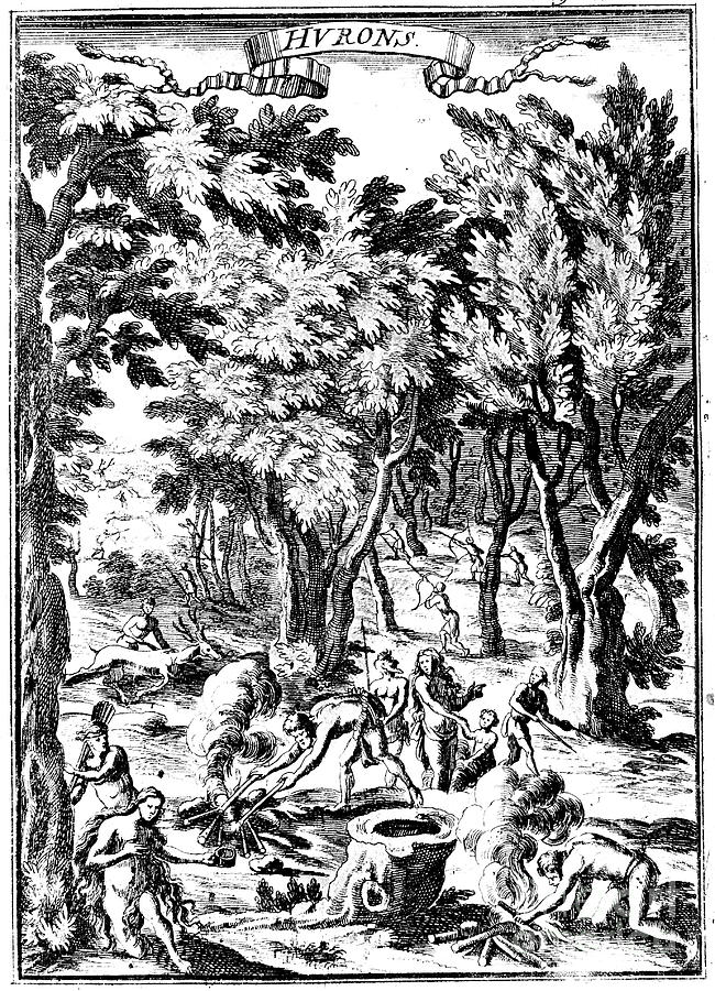 North American Huron Indians Hunting Drawing by Print Collector
