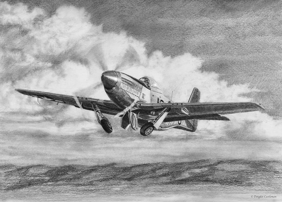 North American P-51 Mustang Takeoff Drawing by Douglas Castleman