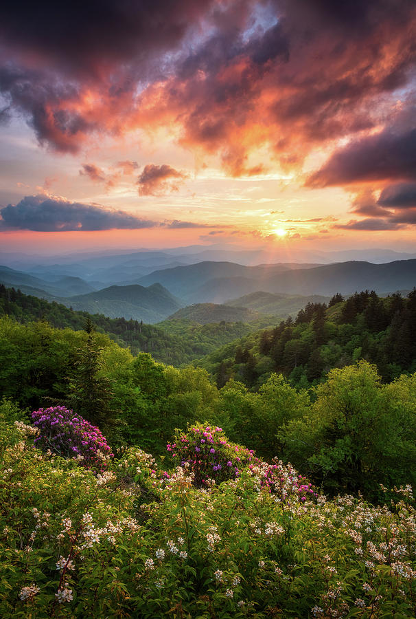 North Carolina Great Smoky Mountains Sunset Landscape Cherokee NC 