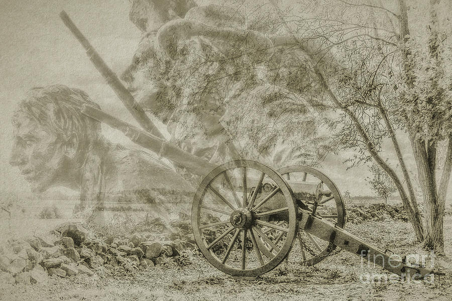 North Carolina Monument and Cannon Gettysburg Digital Art by Randy Steele