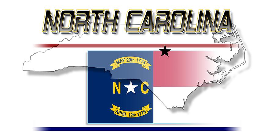 North Carolina State Horizontal Print Digital Art by Rick Bartrand