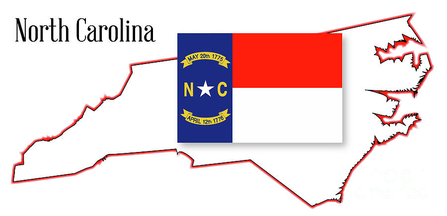 North Carolina State Map and Flag Digital Art by Bigalbaloo Stock