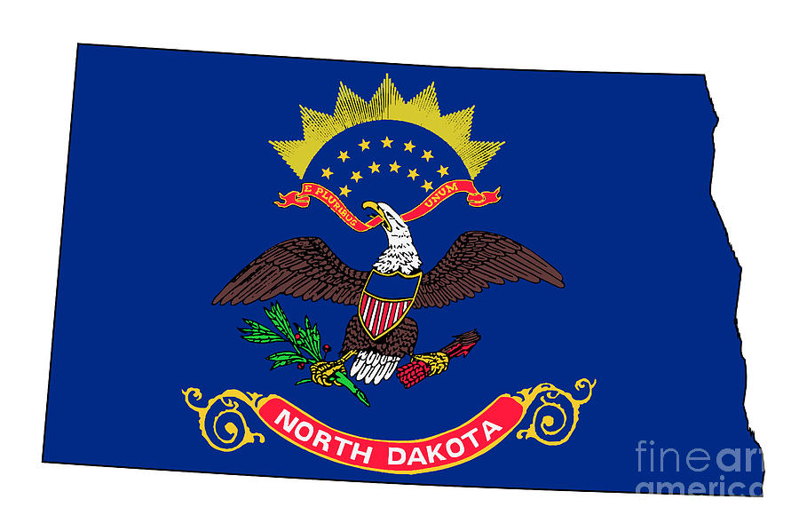 North Dakota Outline Map And Flag Digital Art By Bigalbaloo Stock Fine Art America