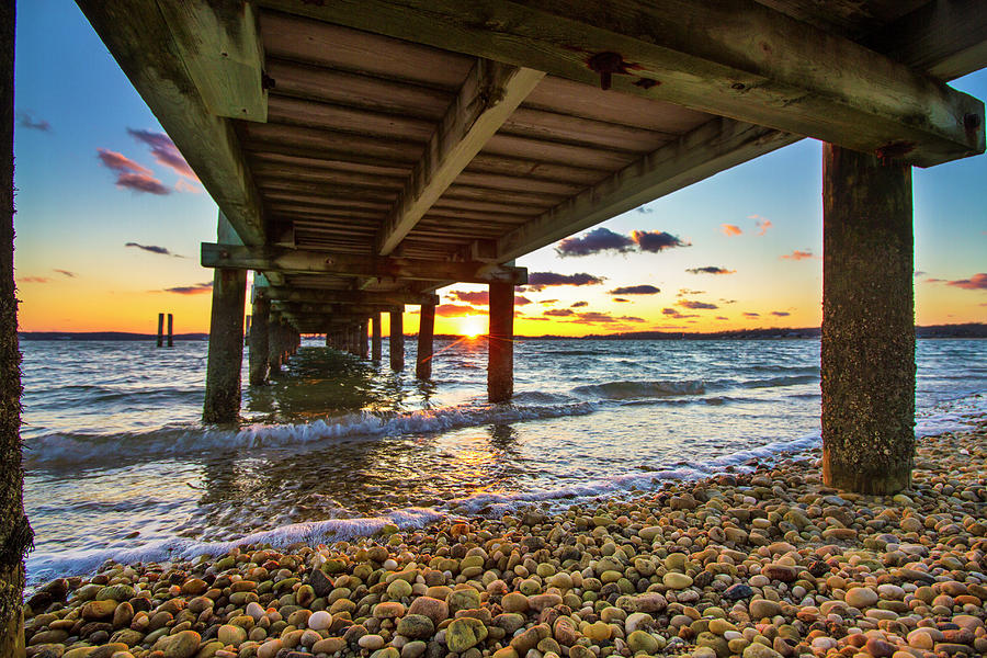 North Fork Sunset Under the Dock Photograph by Robert Seifert