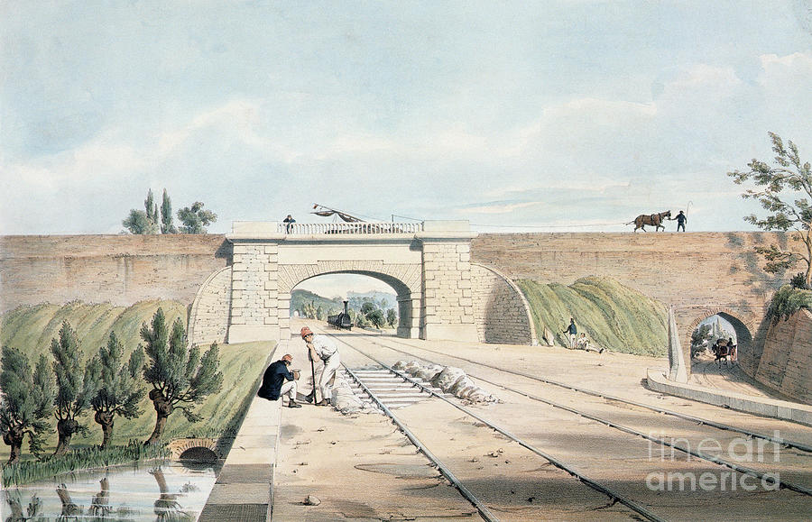 North Midland Line Under The Cromford Canal At Bull Bridge, Published By Day And Haghe Painting by English School