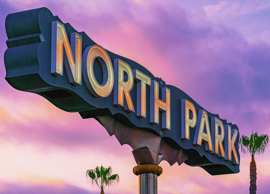 San Diego Photograph - North Park Sign with Trees in San Diego, California by McClean Photography by McClean Photography