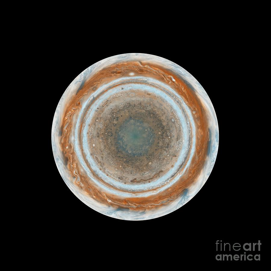 North Polar Map Of Jupiter Photograph by Nasa/jpl/space Science Institute/science Photo Library