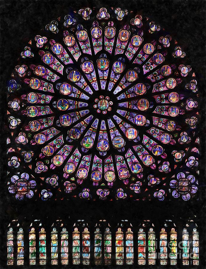 North rose window of Notre-Dame de Paris Digital Art by Edward Fielding