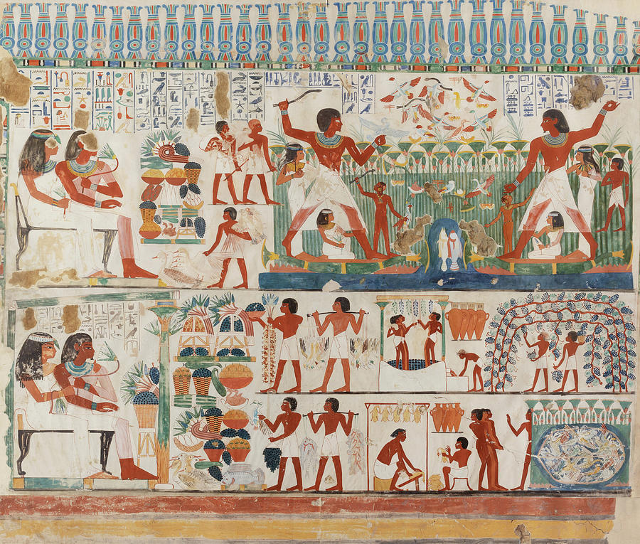 North Side of the West Wall of Nakht's Offering Chapel Painting by ...