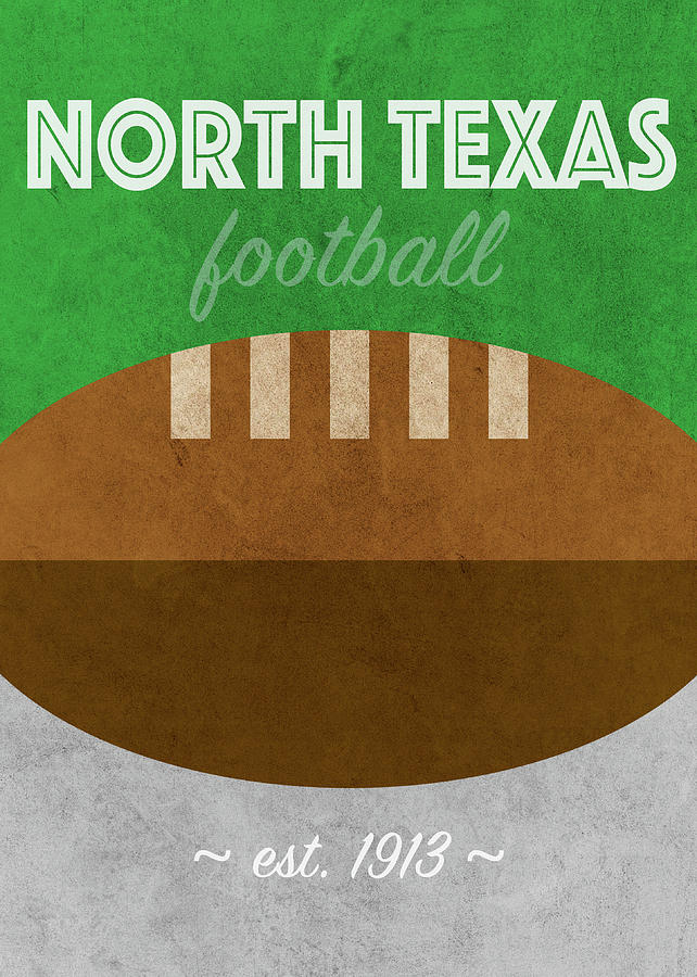 Football Mixed Media - North Texas Football College Sports Retro Vintage Poster by Design Turnpike