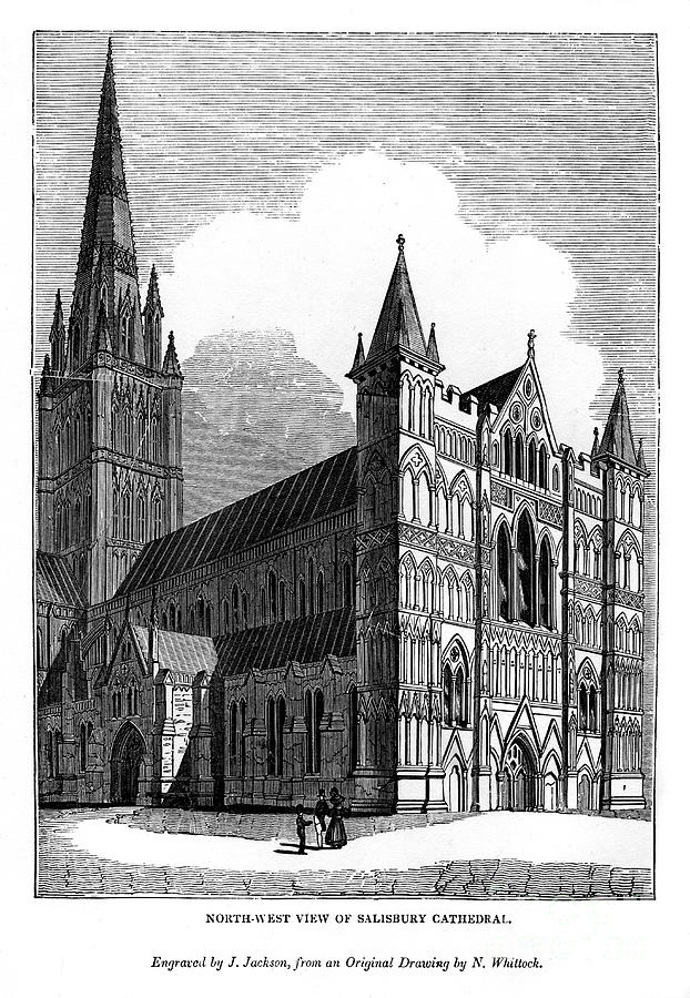 North West View Of Salisbury Cathedral Drawing by Print Collector