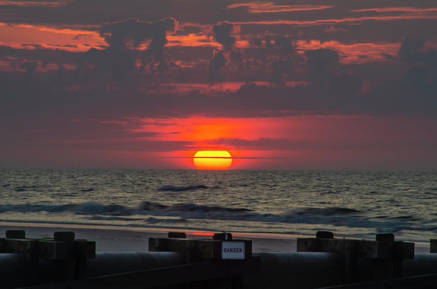 North Wildwood - Big Red Sunrise Photograph by Bill Cannon