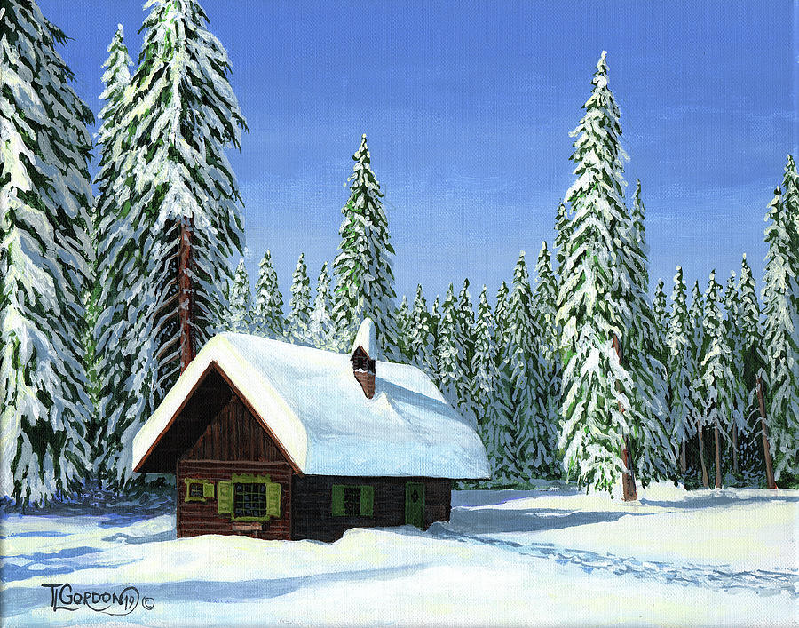 North woods cabin Painting by Timithy L Gordon