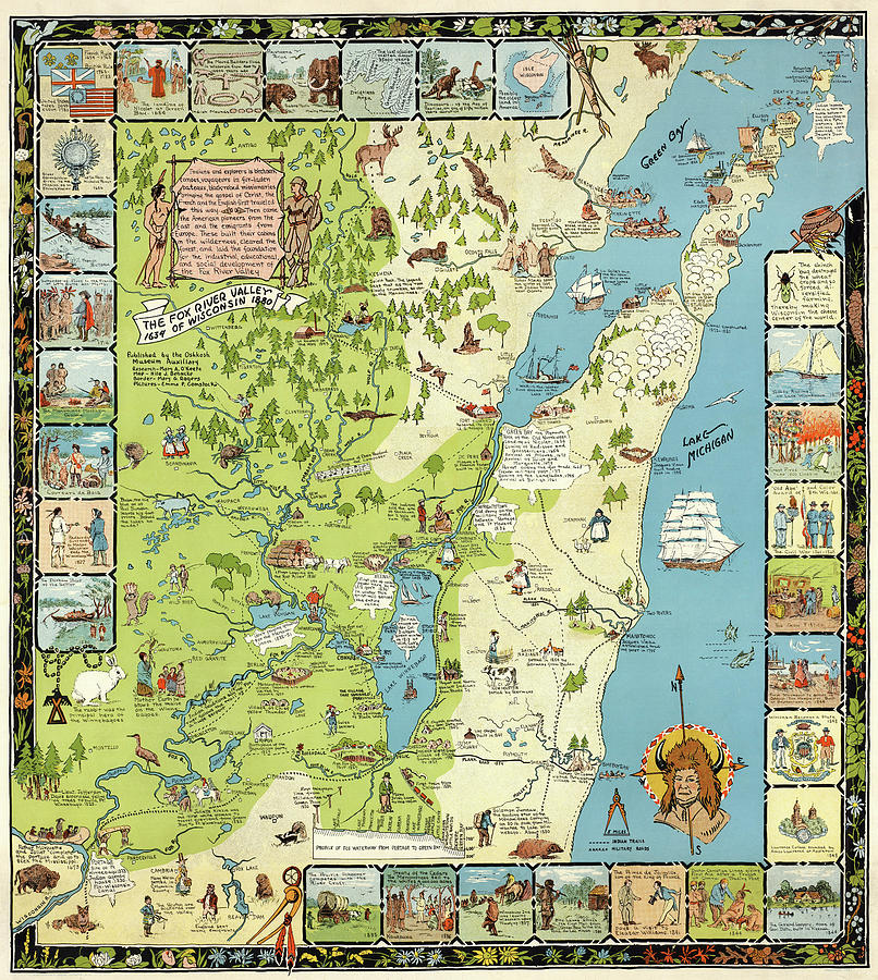 Northeast Wisconsin - Pictorial, Vintage, Old Map Digital Art by Owl ...