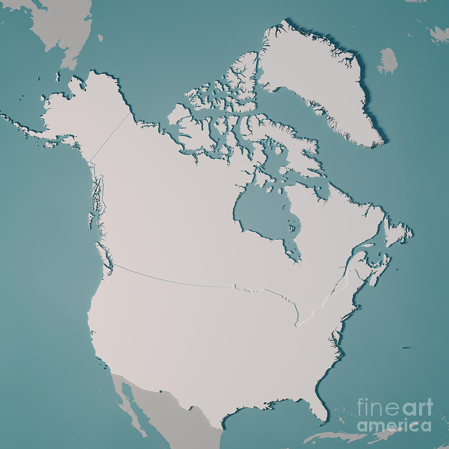Map Digital Art - Northern America Country Map 3D Render  by Frank Ramspott