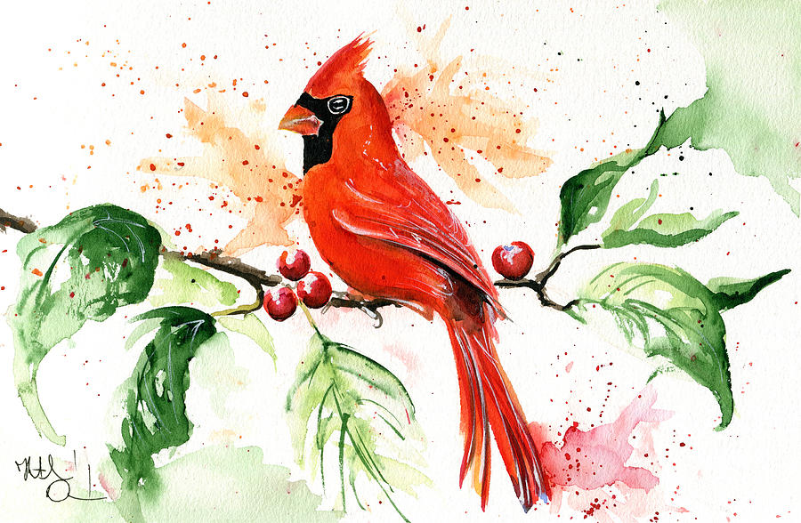 Northern Cardinal Painting by Dora Hathazi Mendes