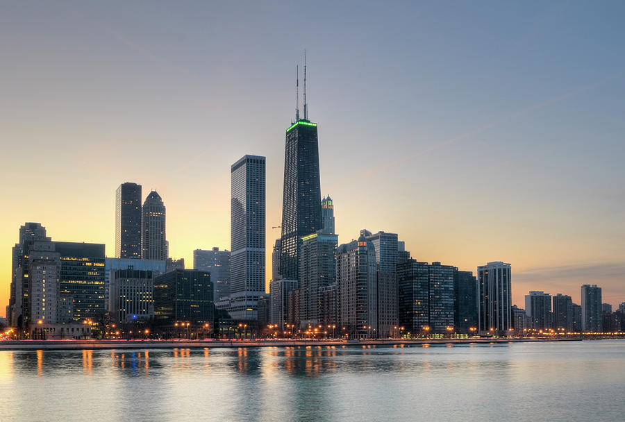 Northern Chicago Skyline At Sunset Photograph by Chrisp0