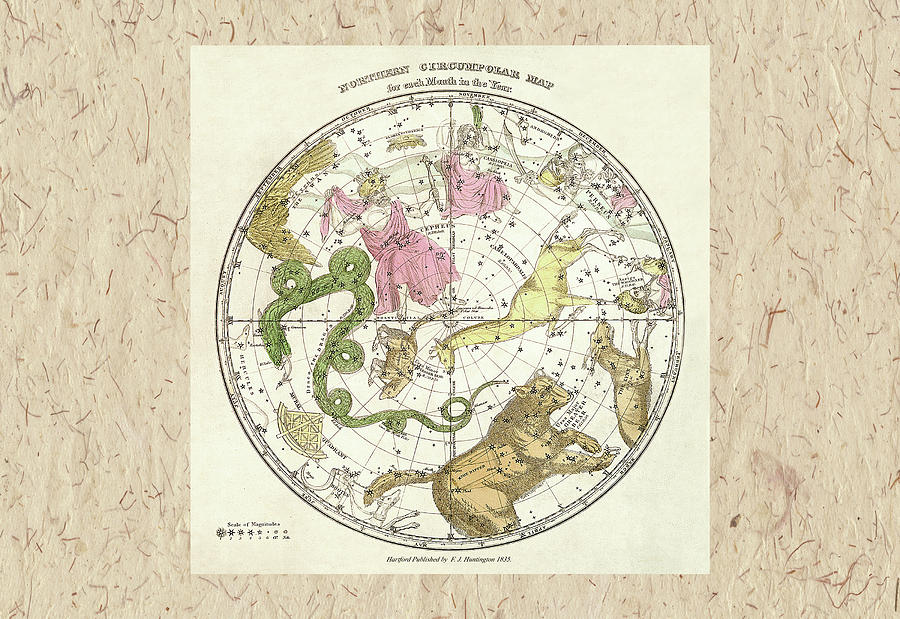 Northern Circumpolar Map Painting by Elijah H. Burritt