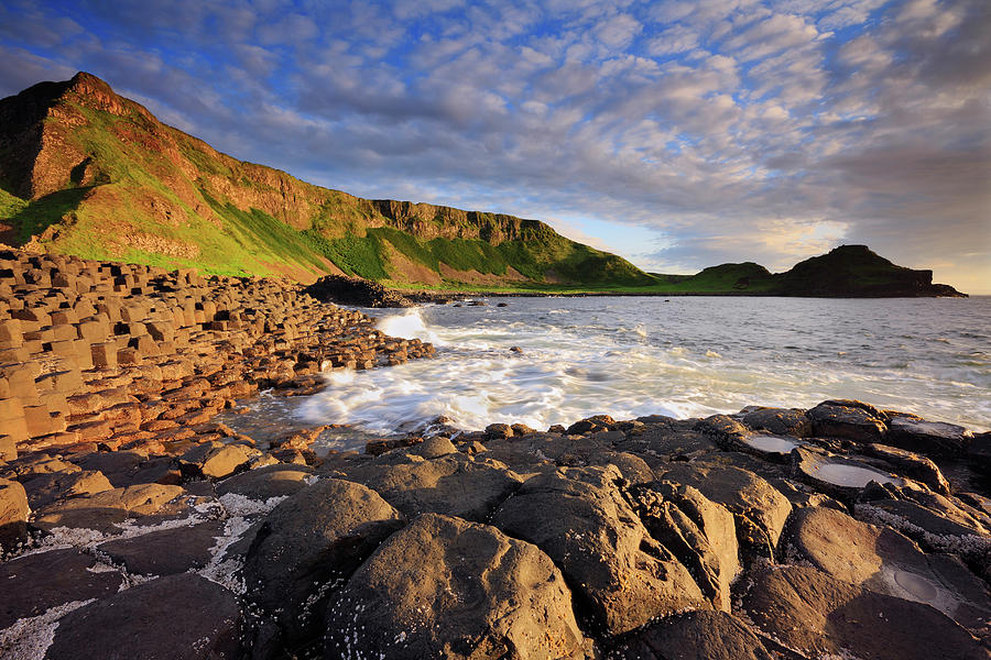 Northern Ireland, Antrim, Great Britain, Giants Causeway, Landscape With The Incredible Basaltic Rock Formations Of The Giants Causeway Unesco World Heritage Site Digital Art by Riccardo Spila