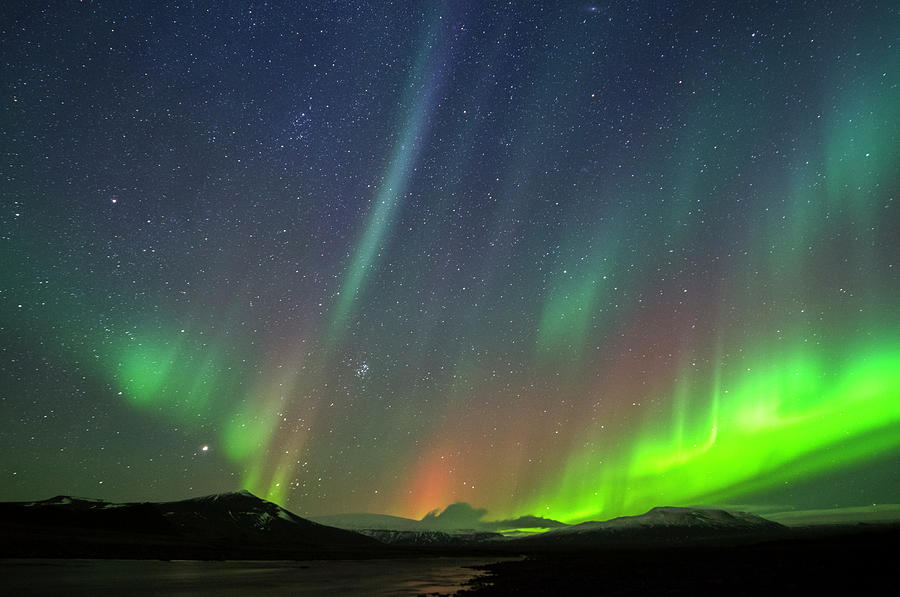 Northern Lights Against Starry Sky And Photograph by Subtik