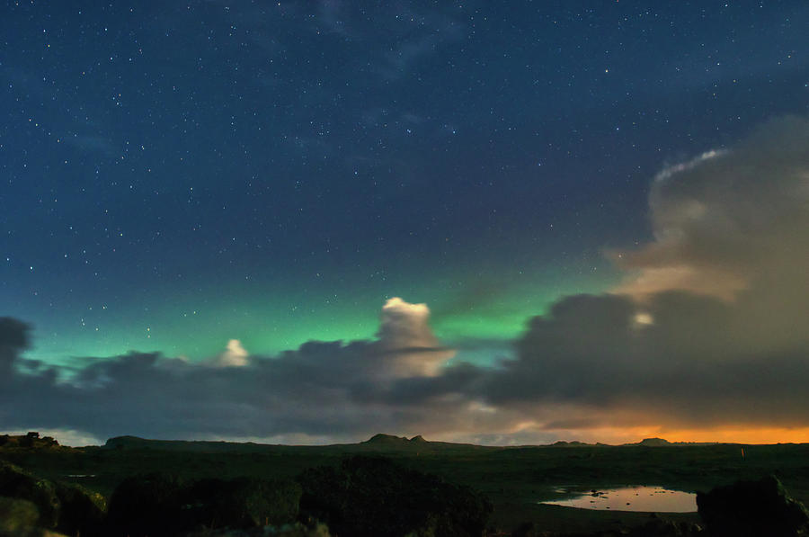 Northern Lights Iceland Pond Photograph by Natasha Bishop