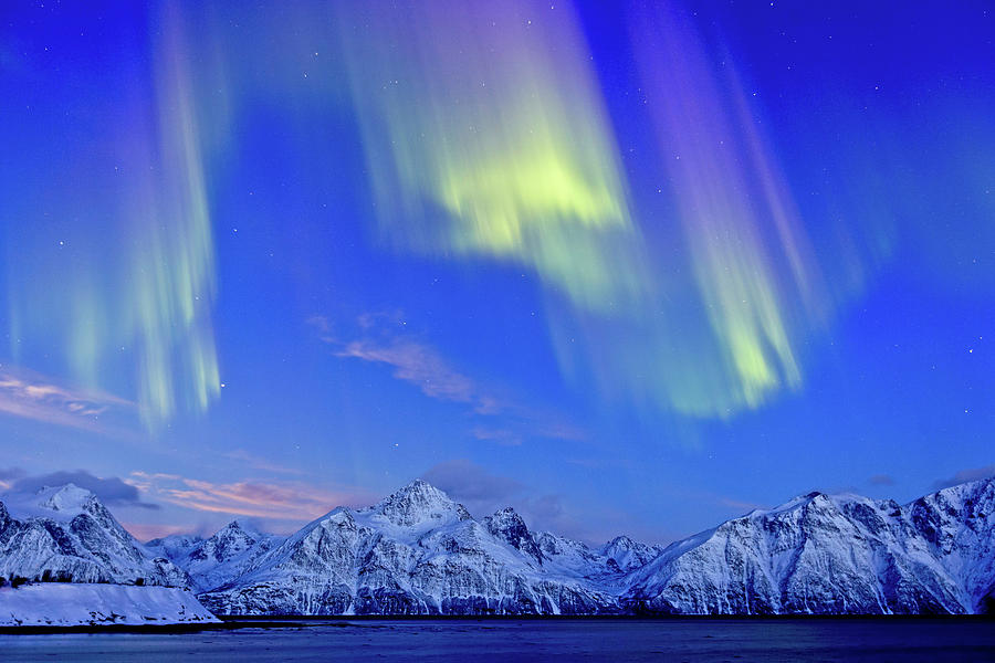 Northern Lights, Lynden Fjord, Norway Digital Art by Bernd Rommelt