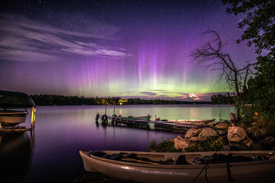 Northern Lights On Bad Meidine Lake Photograph