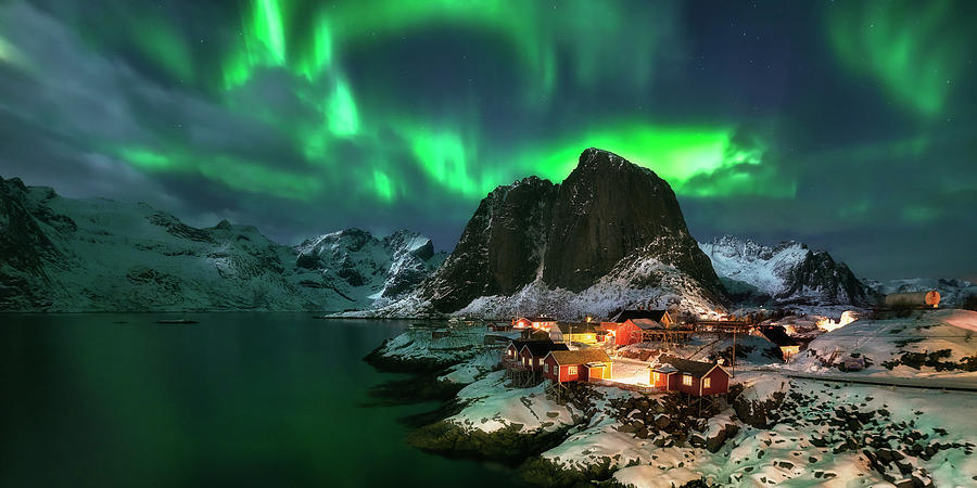 Northern lights over Hamnoy in Lofoten - Norway Photograph by Rafal ...