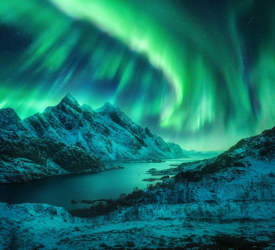 Landscape Photograph - Northern Lights Over The Snowy by Denys Bilytskyi