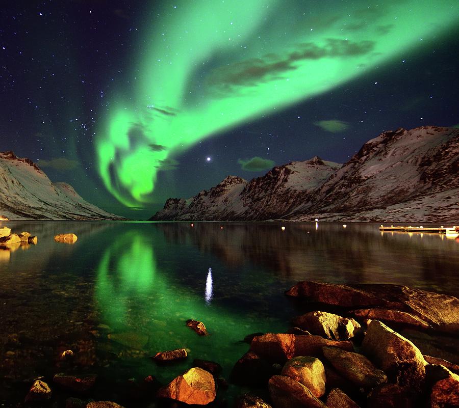 Northern Lights Reflections In Photograph by John Hemmingsen