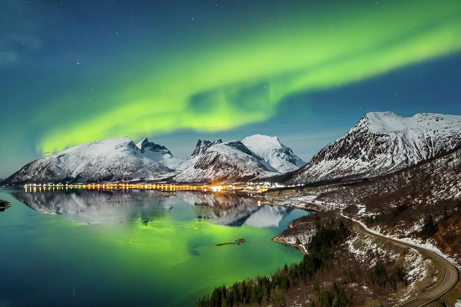 Northern Lights, Troms, Norway Digital Art by Lucie Debelkova