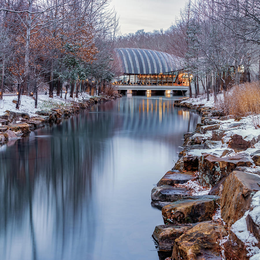 Northwest Arkansas Crystal Bridges Museum With Winter Snow - Square Format Photograph by Gregory Ballos