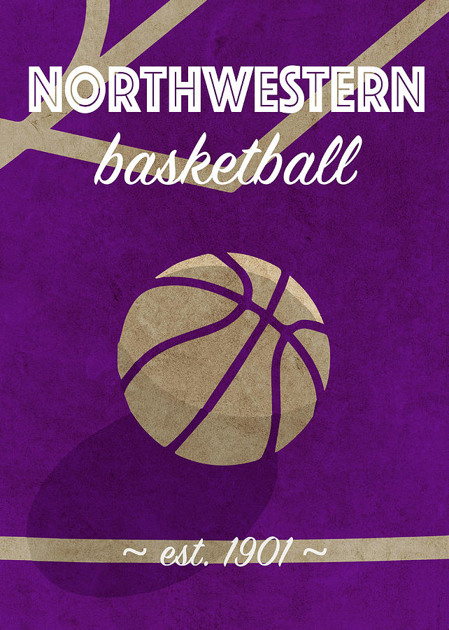 Basketball Mixed Media - Northwestern University Retro College Basketball Team Poster by Design Turnpike
