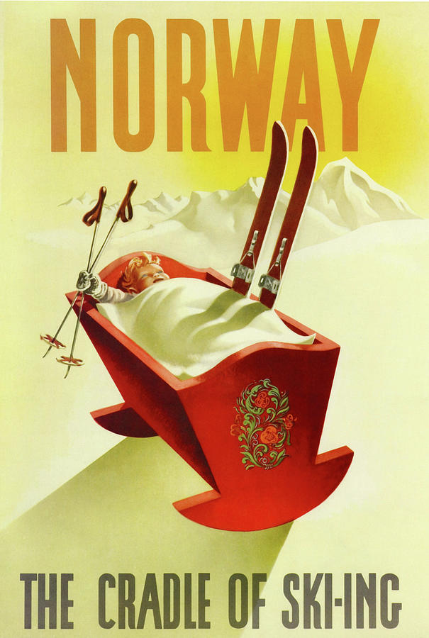 Vintage  - Norway Cradle Skiing by Vintage Apple Collection