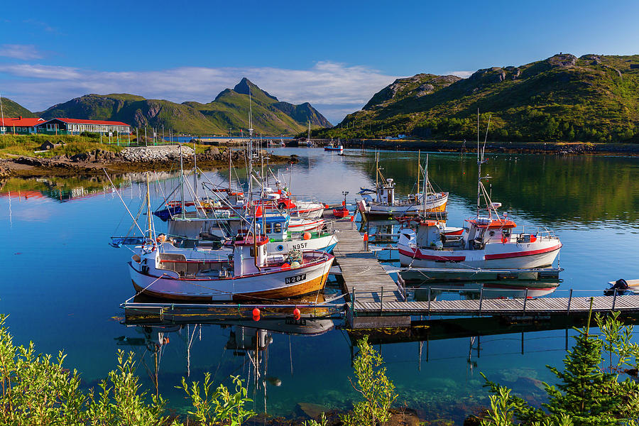 Norway, Nordland, Scandinavia, Lofoten Islands, Typical Fishing Boats Digital Art by Olimpio Fantuz