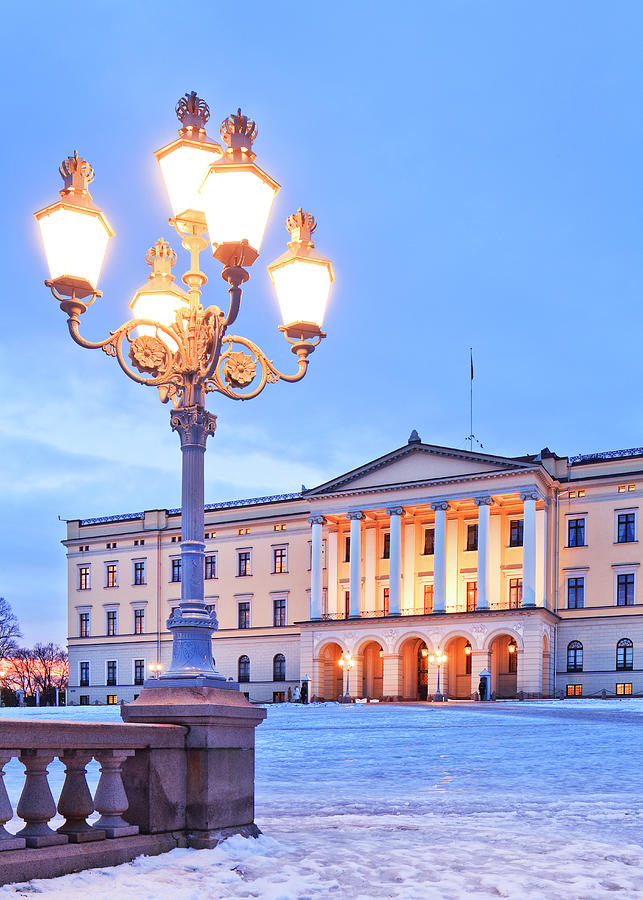 Norway, Oslo County, Scandinavia, Oslo, Royal Palace, Royal Palace In Winter Digital Art by Luigi Vaccarella