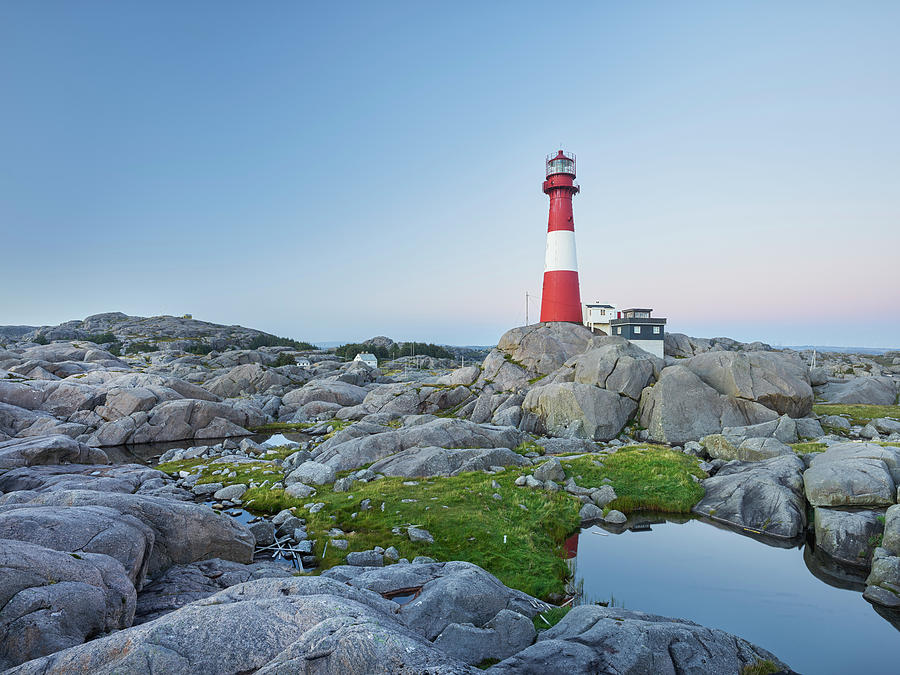 Lighthouse Digital Art - Norway, Rogaland, Eigeroy Lighthouse, Eigeroya, Agder by Rainer Mirau